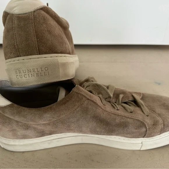 Brunello Cucinelli suede leather shoes sneakers excellent size 46/ 13 tan - Picture 4 of 9
